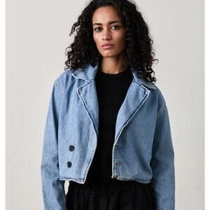 nsf Jacket Blake Blue Denim Jean Blazer Cropped Nimes Wash Size Medium M